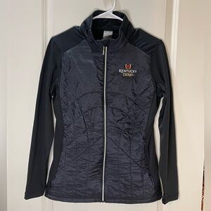 Kate Lord Kentucky Derby Black Quilted Fleece Jacket Lightweight Full Zip Size M